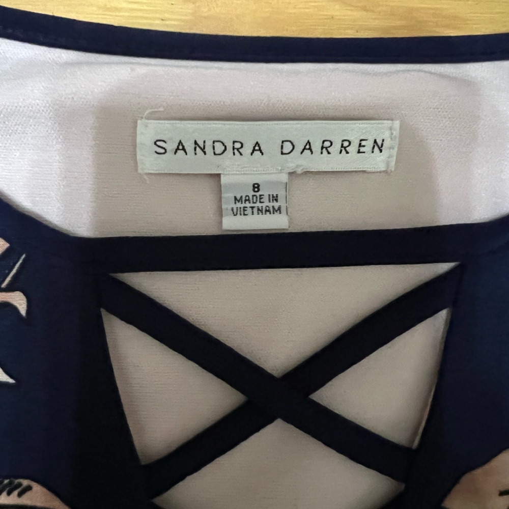 Sandra Darren Navy and Pink Dress - Picture 2 of 3